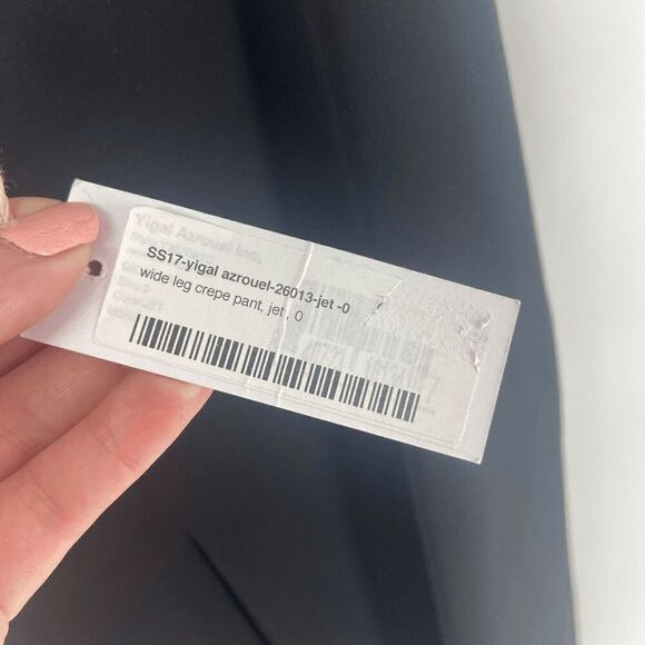 Yigal Azrouel Crepe Womens Jet Black New Wide Leg Trouser Pant 0 - Picture 6 of 8